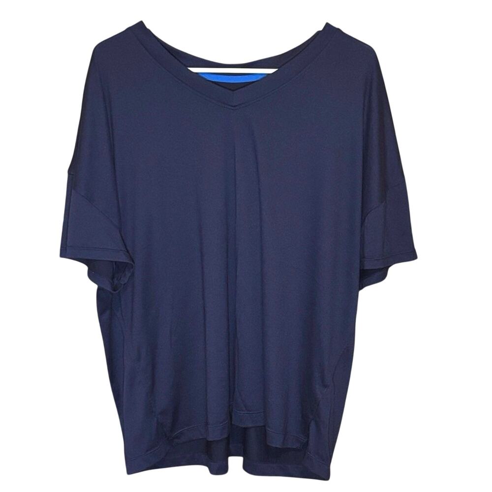 Cuddl Duds Navy Soft Stretch Lounge Top Womens XL Relaxed Comfort Tee